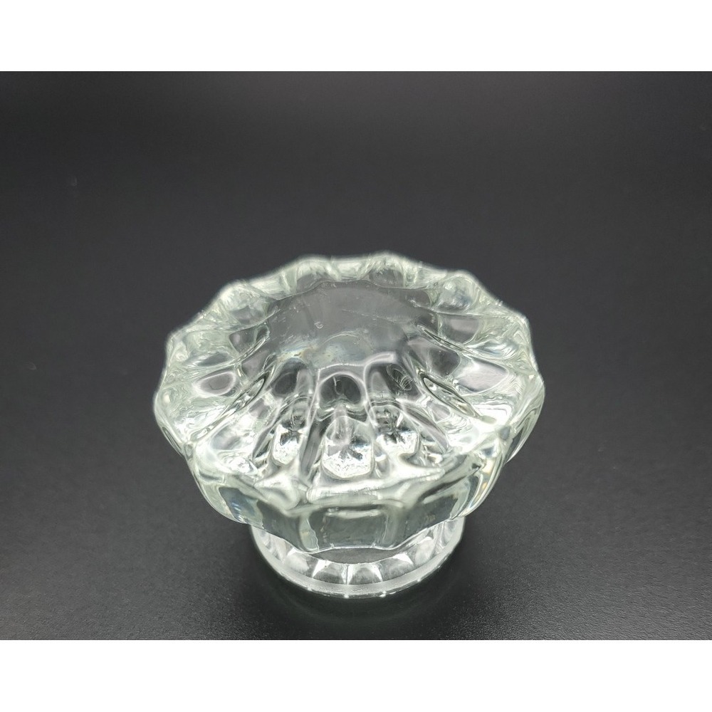 Depression Era 12 Point Glass Fluted Door Knob No Brass Base 2 inch Diameter VTG